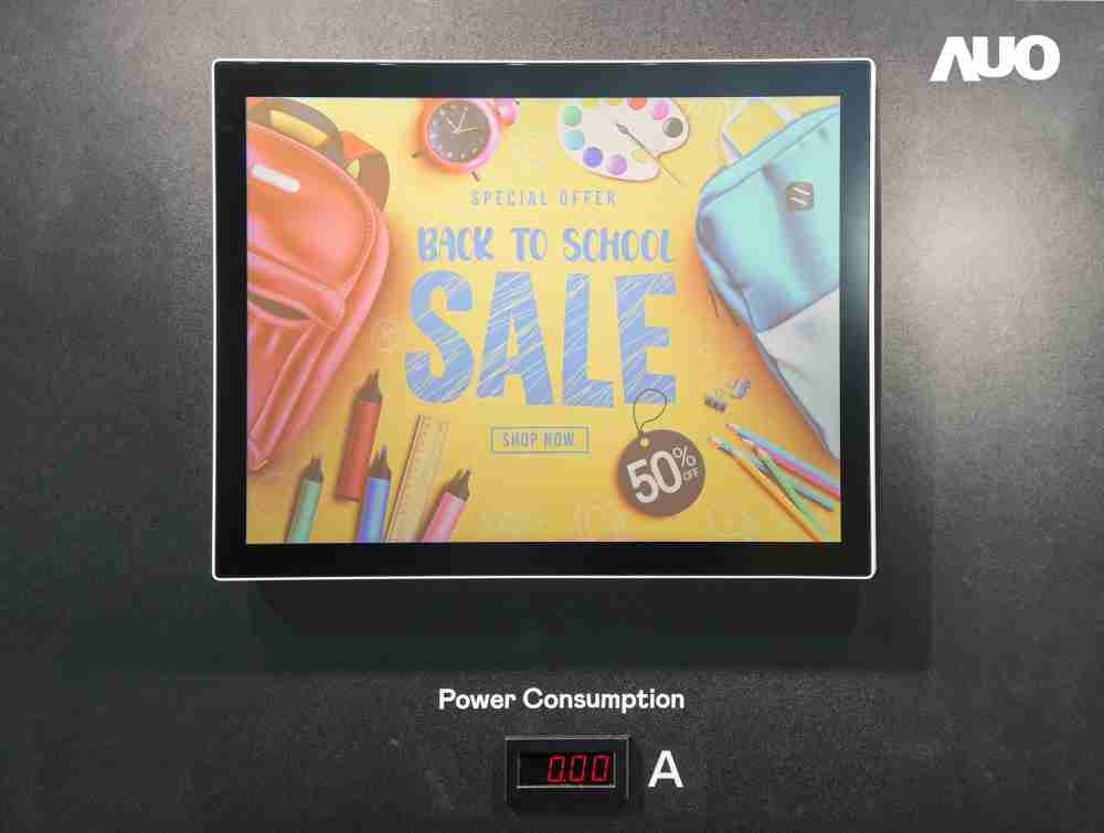 财神娱乐展示胆固醇液晶超低耗能户外全彩显示器，，，，ChLC（胆固醇液晶）以双稳态技术使静态显示零功耗，，，具省电、、、、高彩度、、、、环保的特性，，，还整合软硬件系统解决方案，，，可透过单一云端平台管理