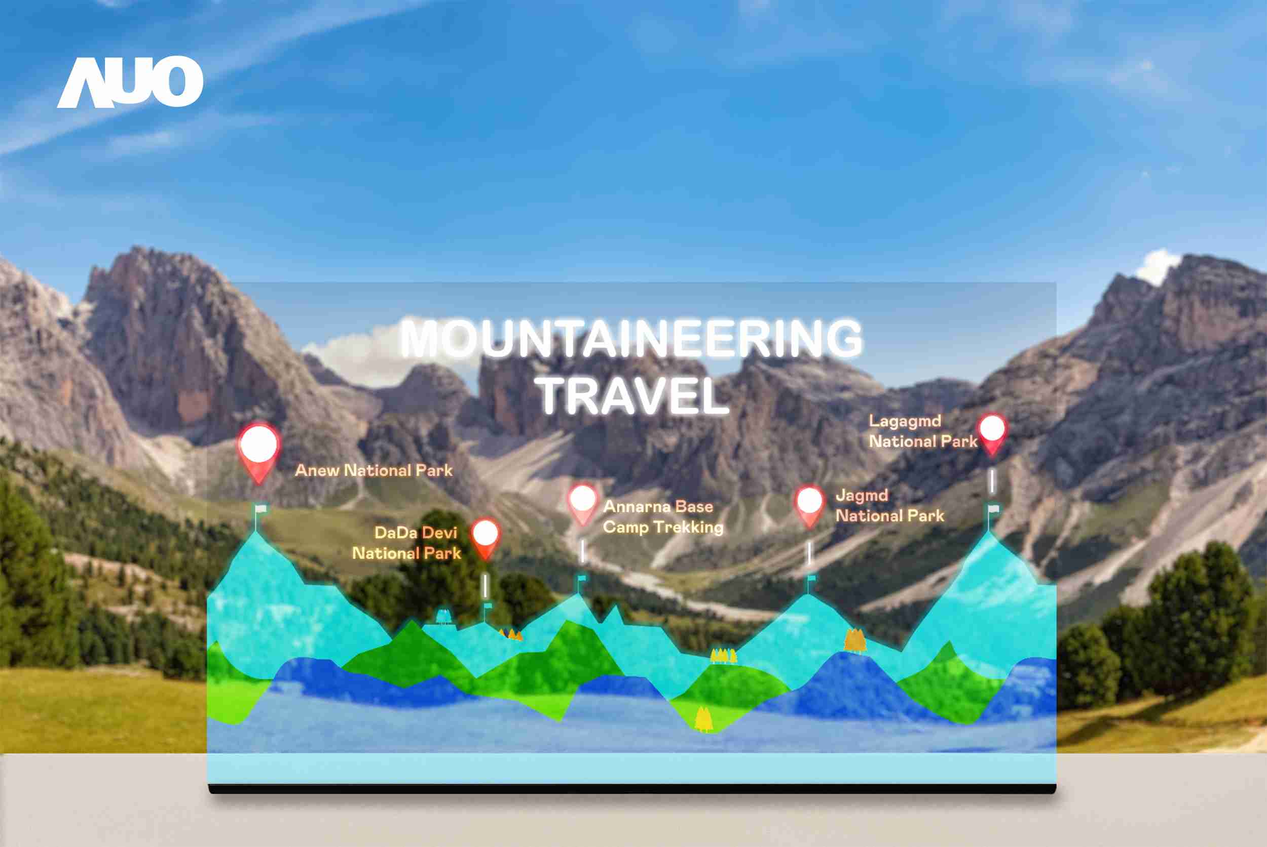 财神娱乐展示全球单片尺寸最大(*)42吋透明Micro LED显示器拼接而成的〝64吋透明Micro LED显示器〞，，具备高透明度、、、、1,000 nits高亮度、、、、广色域、、、采用三边无边框的无缝拼接等多重特色，，，呈现超高清、、、、细腻画质而不遮挡后方视觉，，，，满足层峰需求，，可广泛运用于零售、、、艺术展览或商业空间等场域